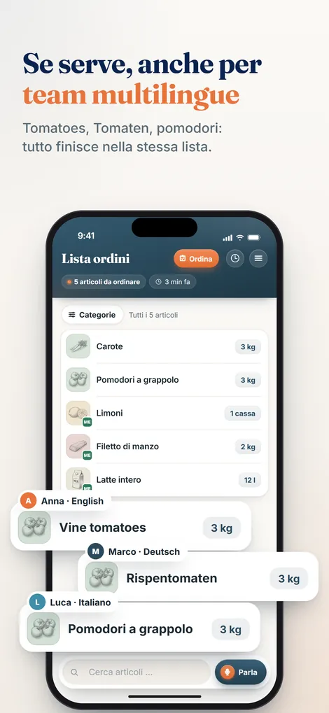 App Pelican: Pomodori, Tomaten e tomatoes diventano lo stesso articolo in un'unica lista