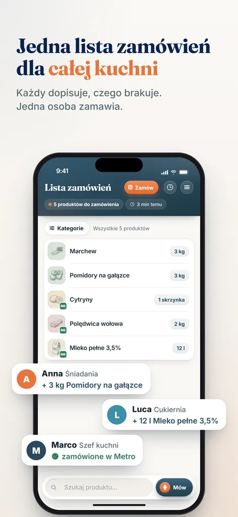 Aplikacja Pelican: jedna wspólna lista zamówień dla całego zespołu kuchni