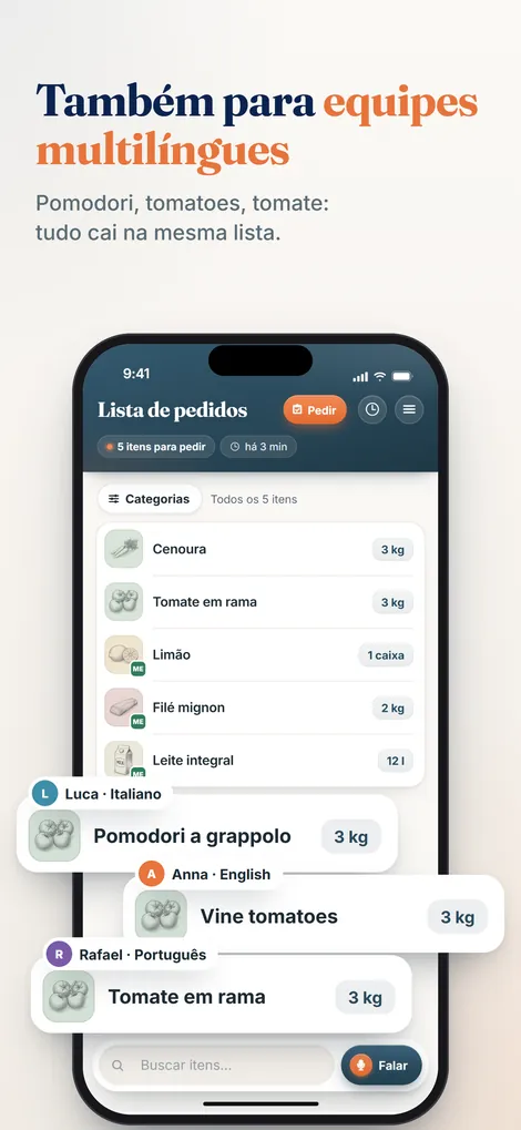App Pelican: Pomodori, Tomaten e tomatoes viram o mesmo item em uma só lista