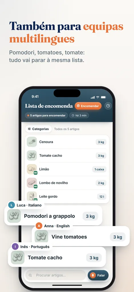 App Pelican: Pomodori, Tomaten e tomatoes acabam como o mesmo artigo numa só lista